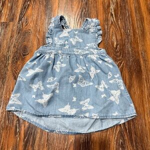 Wrangler Light Blue Denim Dress / Shirt White Butterfly Design Pinafore Size 4T‎